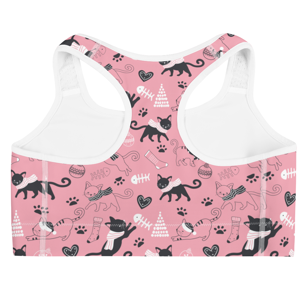 Winter Christmas Cat | Seamless Patterns | All-Over Print Sports Bra - #2