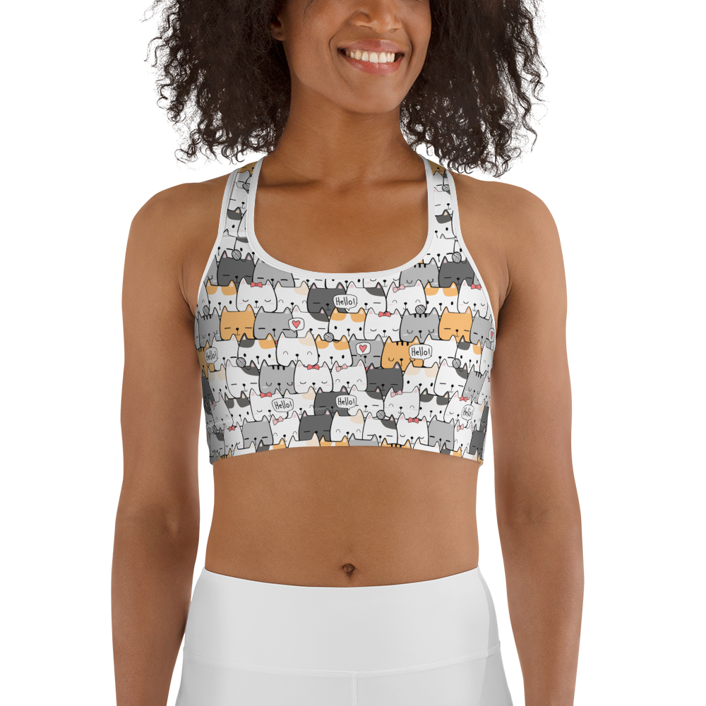 Cat Seamless Pattern Batch 01 | Seamless Patterns | All-Over Print Sports Bra - #6