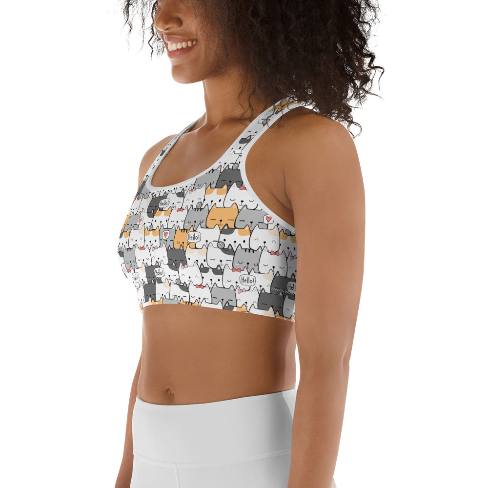 Cat Seamless Pattern Batch 01 | Seamless Patterns | All-Over Print Sports Bra - #6