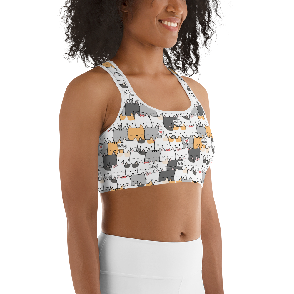 Cat Seamless Pattern Batch 01 | Seamless Patterns | All-Over Print Sports Bra - #6