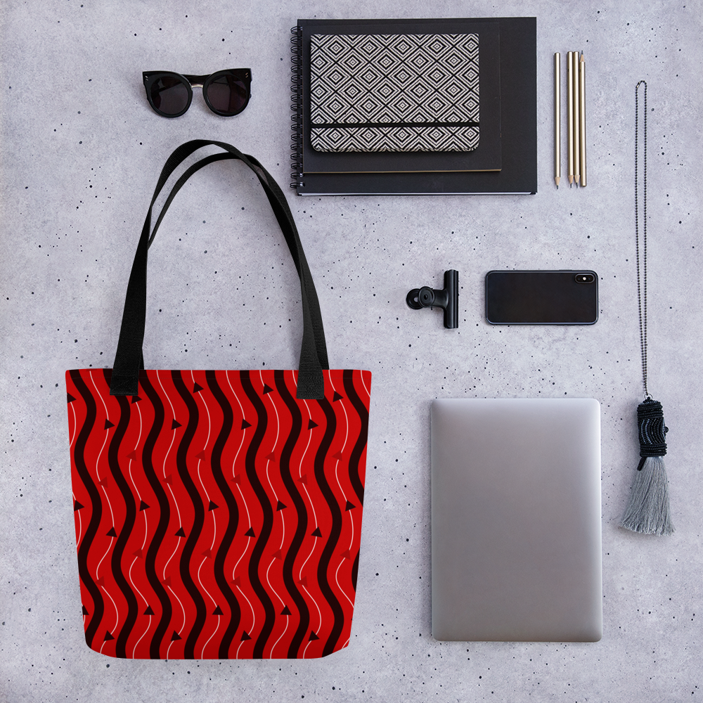 Black & Red | Colorful Patterns | All-Over Print Tote - #1