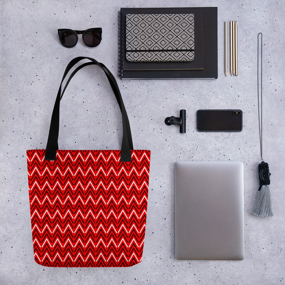 Black & Red | Colorful Patterns | All-Over Print Tote - #5