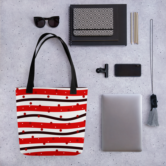 Black & Red | Colorful Patterns | All-Over Print Tote - #11