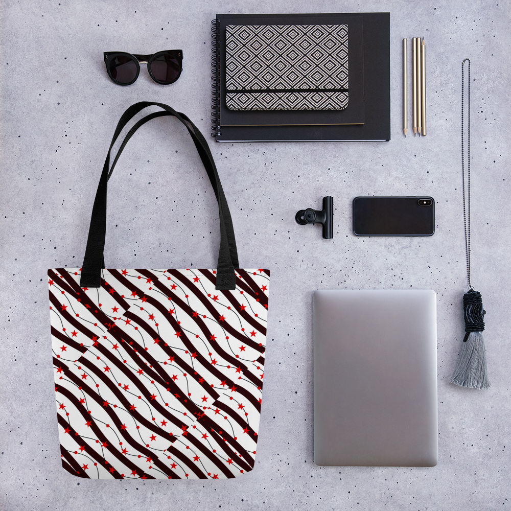 Black & Red | Colorful Patterns | All-Over Print Tote - #22