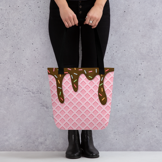 Ice Cream Waffle Cone | Foody Theme | All-Over Print Tote - #8