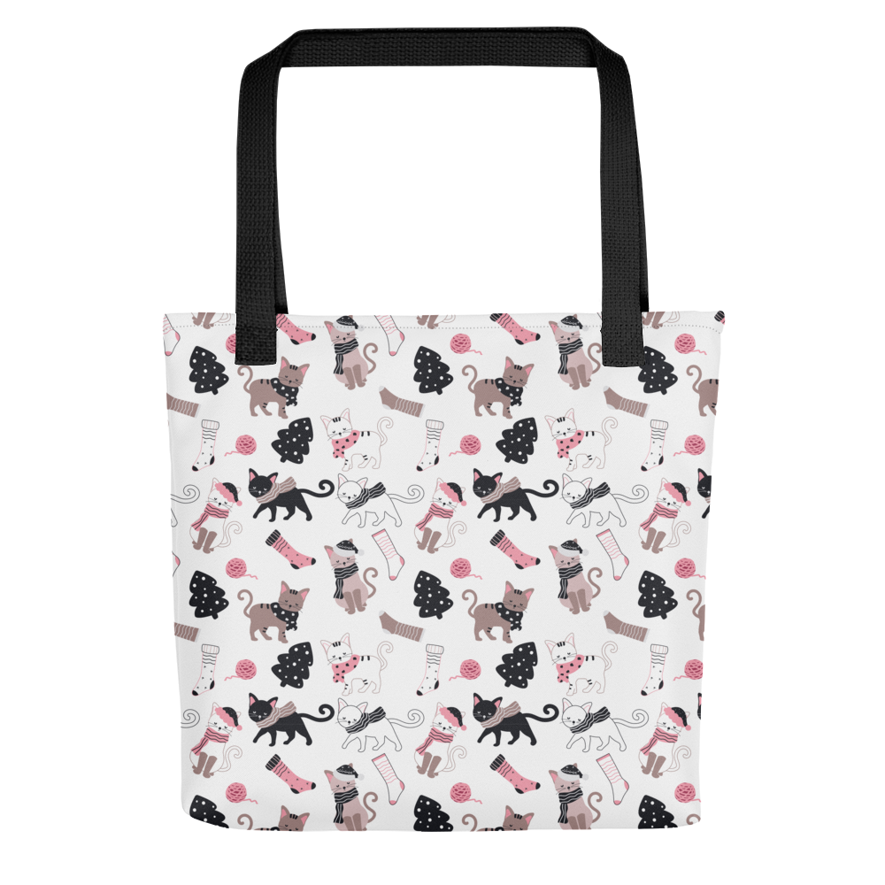 Winter Christmas Cat | Seamless Patterns | All-Over Print Tote - #3