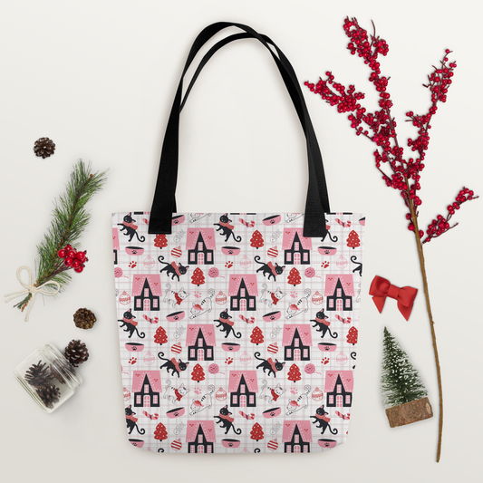 Winter Christmas Cat | Seamless Patterns | All-Over Print Tote - #5