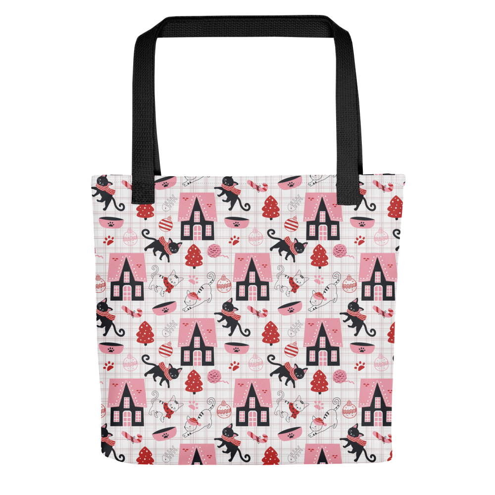 Winter Christmas Cat | Seamless Patterns | All-Over Print Tote - #5