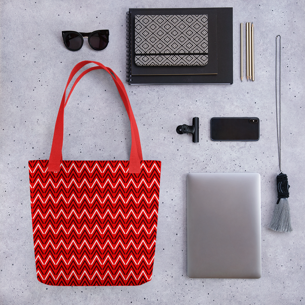 Black & Red | Colorful Patterns | All-Over Print Tote - #5