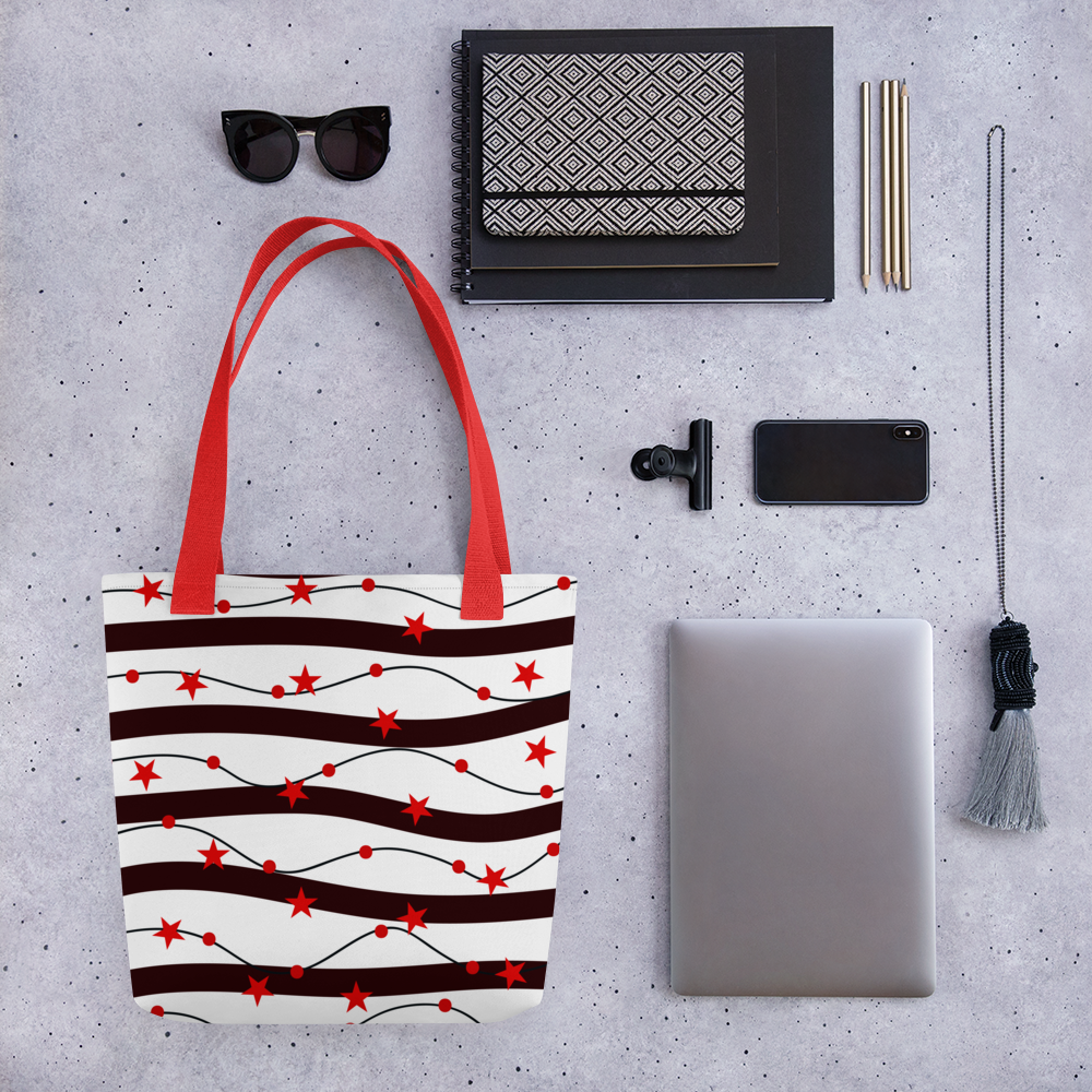 Black & Red | Colorful Patterns | All-Over Print Tote - #8