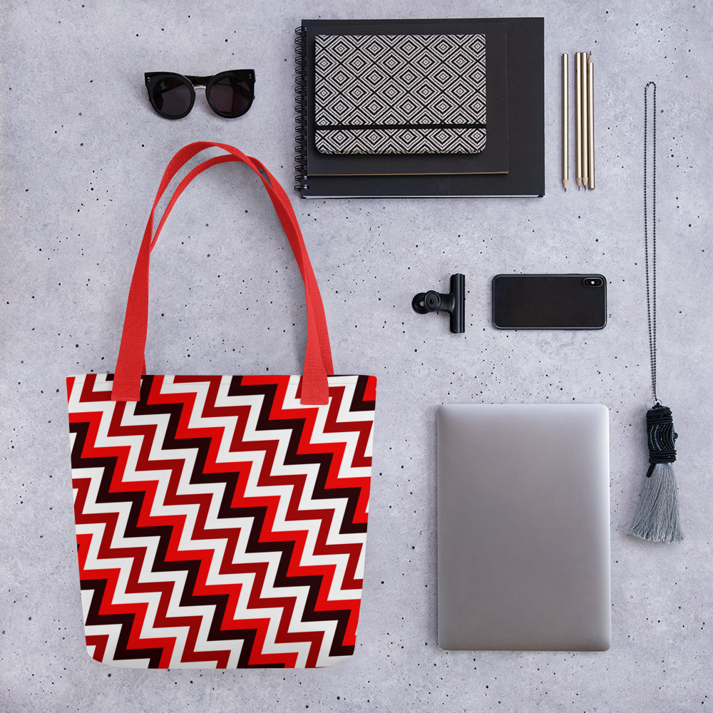 Black & Red | Colorful Patterns | All-Over Print Tote - #10
