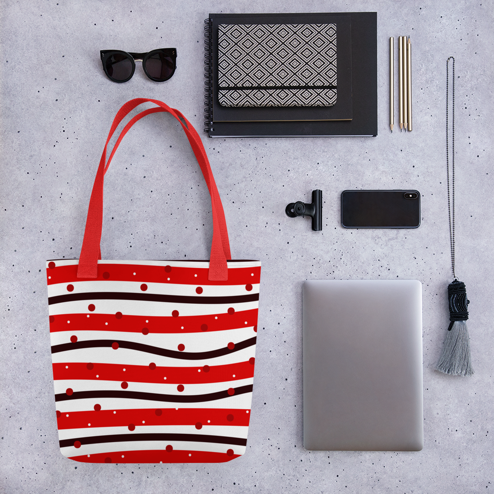 Black & Red | Colorful Patterns | All-Over Print Tote - #11