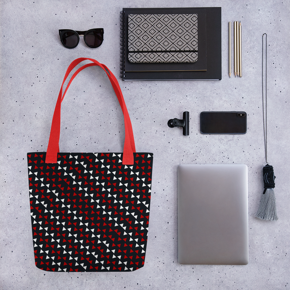 Black & Red | Colorful Patterns | All-Over Print Tote - #14