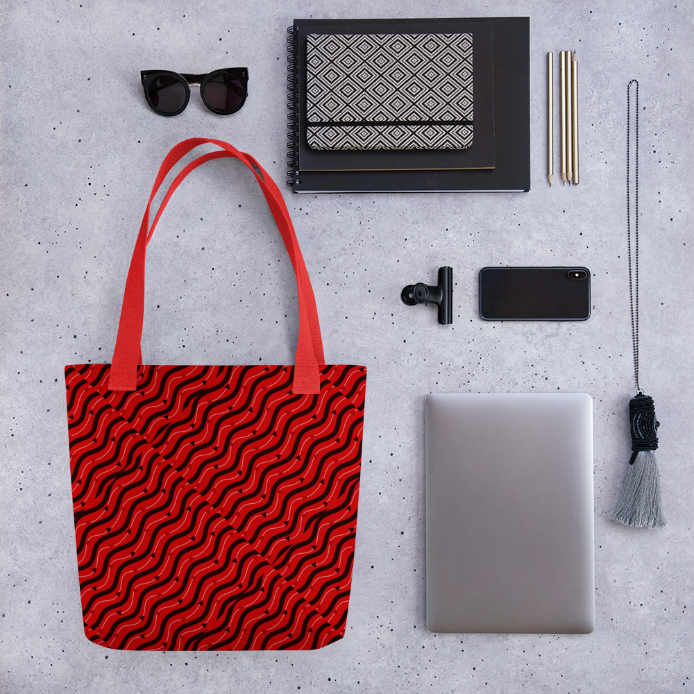 Black & Red | Colorful Patterns | All-Over Print Tote - #15