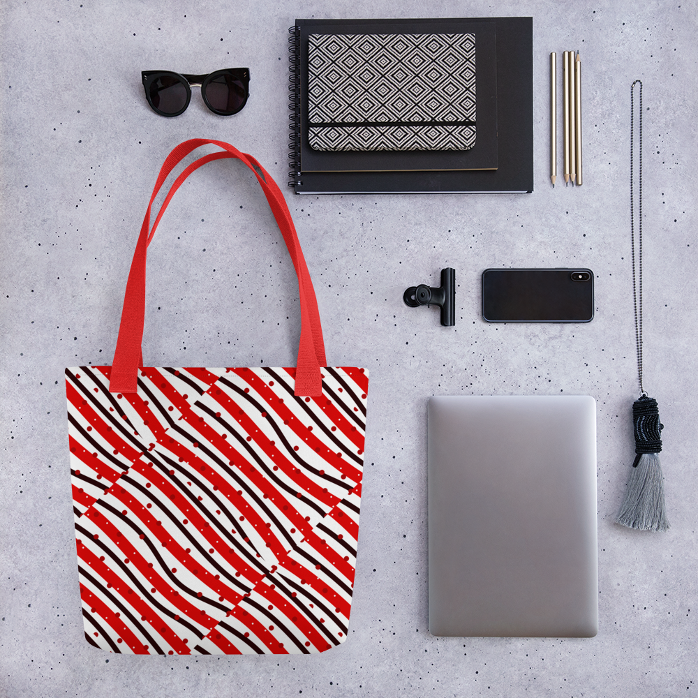 Black & Red | Colorful Patterns | All-Over Print Tote - #17