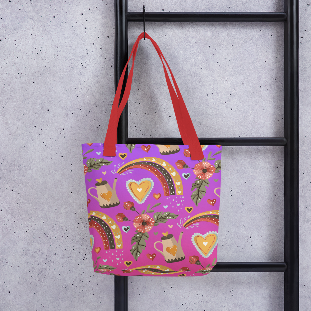 Pink & Purple | Boho Birds Pattern | Bohemian Style | All-Over Print Tote - #6