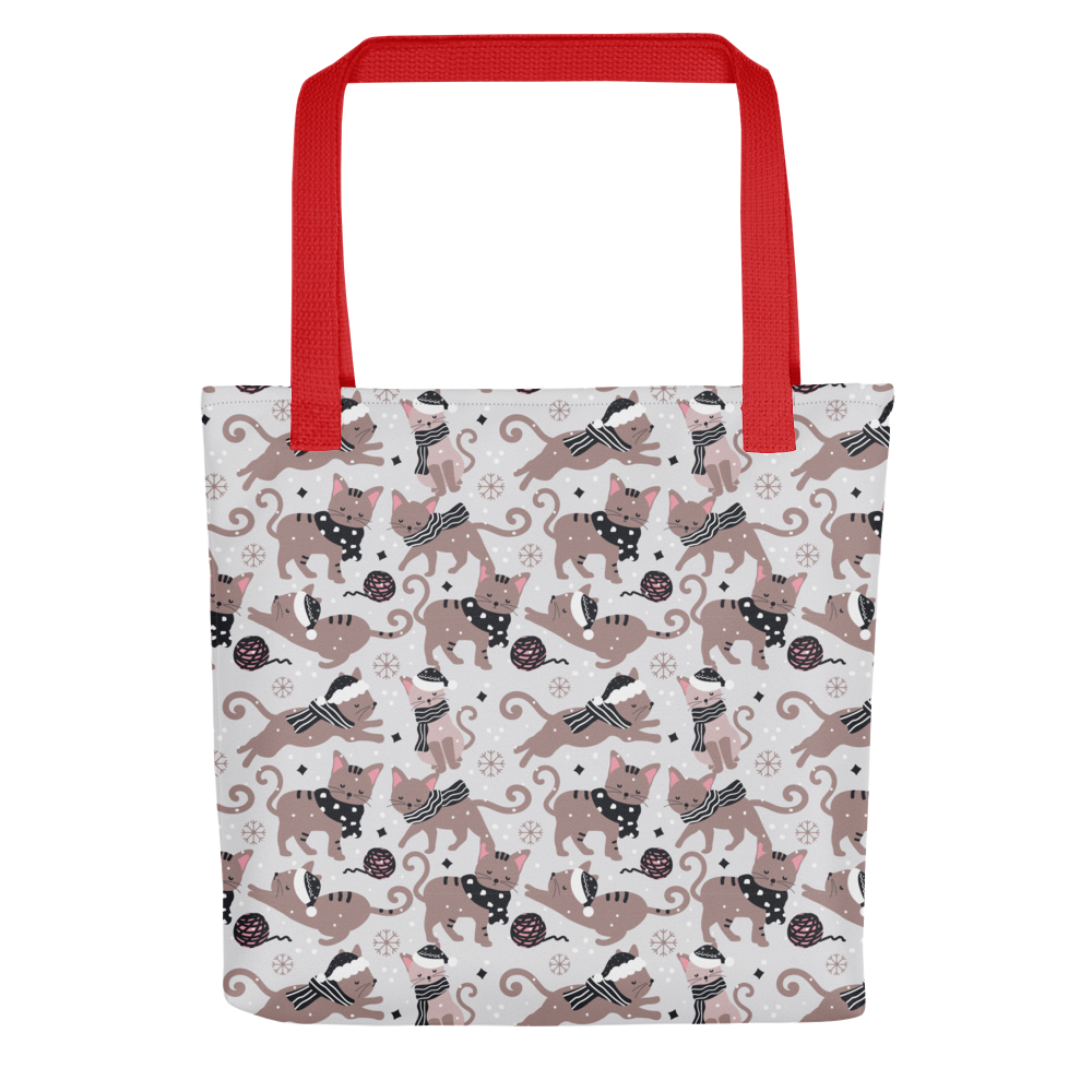 Winter Christmas Cat | Seamless Patterns | All-Over Print Tote - #1