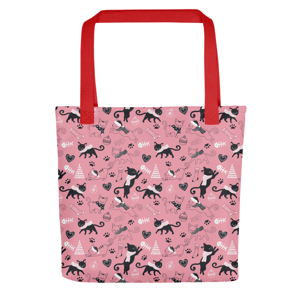 Winter Christmas Cat | Seamless Patterns | All-Over Print Tote - #2