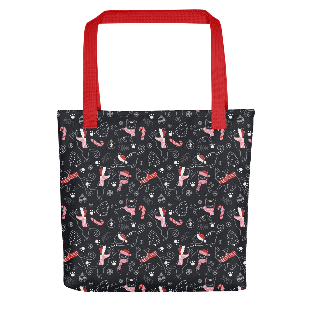 Winter Christmas Cat | Seamless Patterns | All-Over Print Tote - #4