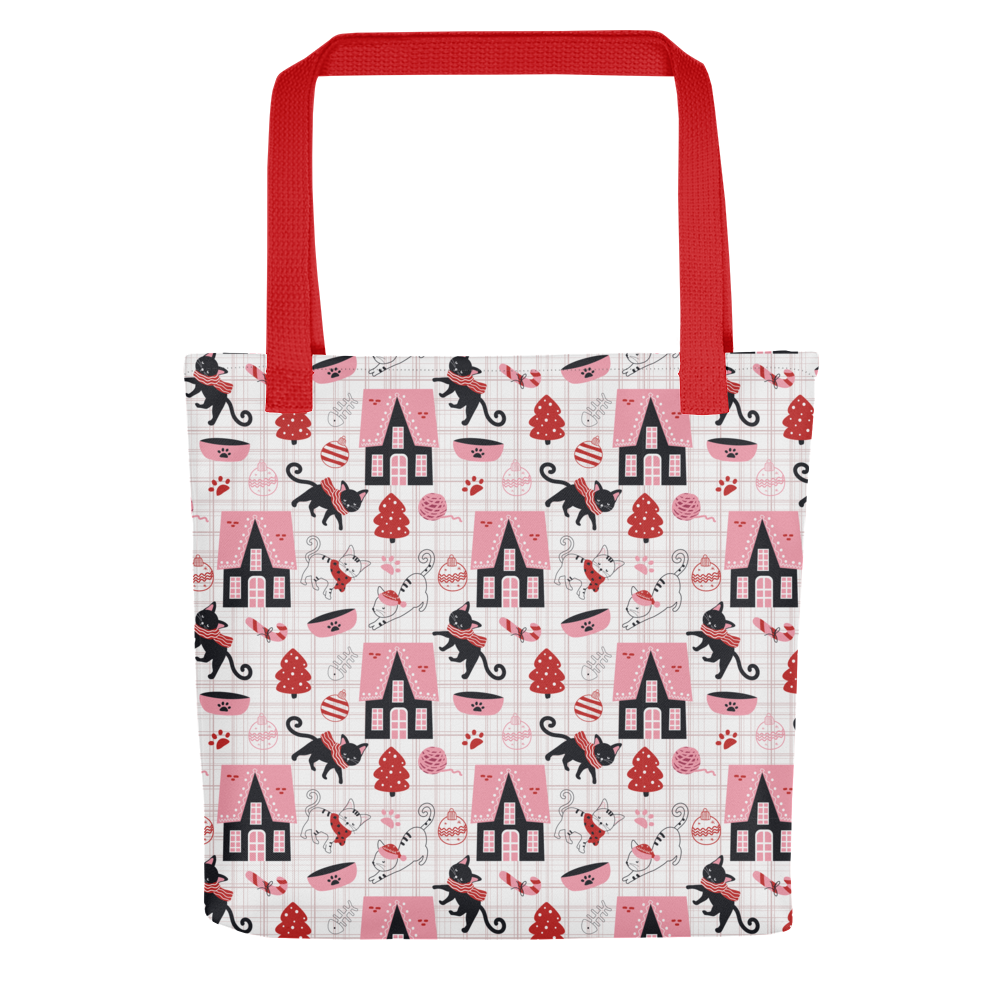 Winter Christmas Cat | Seamless Patterns | All-Over Print Tote - #5