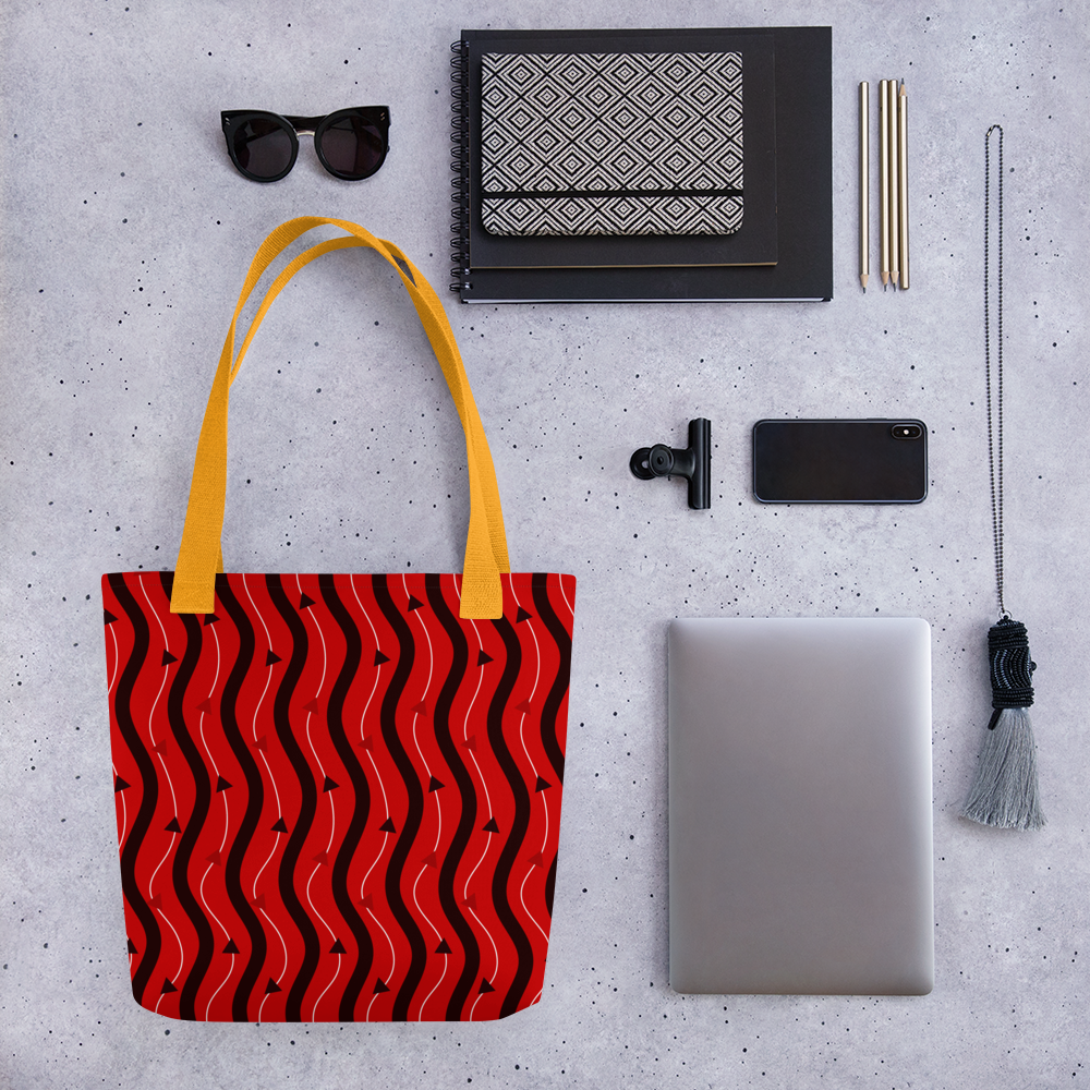 Black & Red | Colorful Patterns | All-Over Print Tote - #1