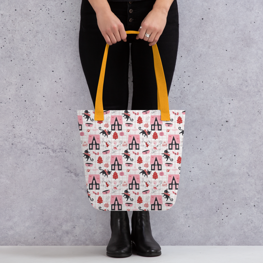 Winter Christmas Cat | Seamless Patterns | All-Over Print Tote - #5