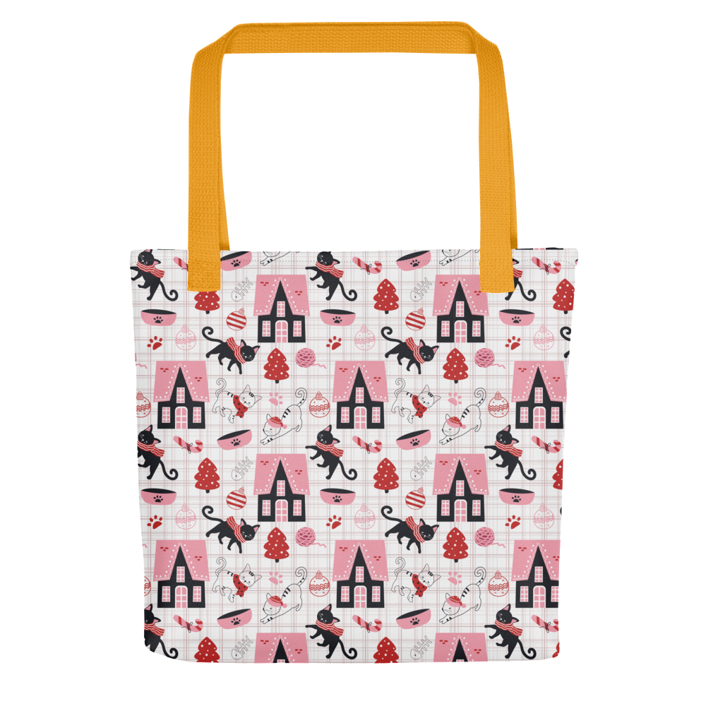 Winter Christmas Cat | Seamless Patterns | All-Over Print Tote - #5