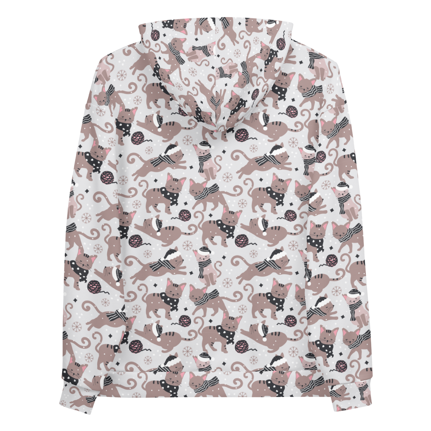 Winter Christmas Cat | Seamless Patterns | All-Over Print Unisex Hoodie - #1