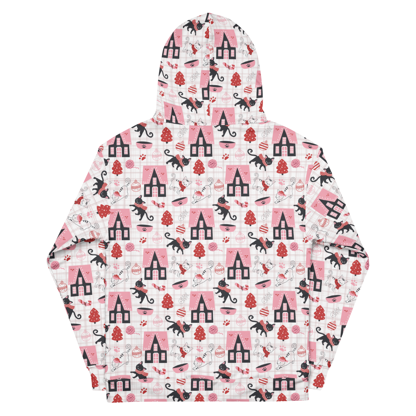 Winter Christmas Cat | Seamless Patterns | All-Over Print Unisex Hoodie - #5