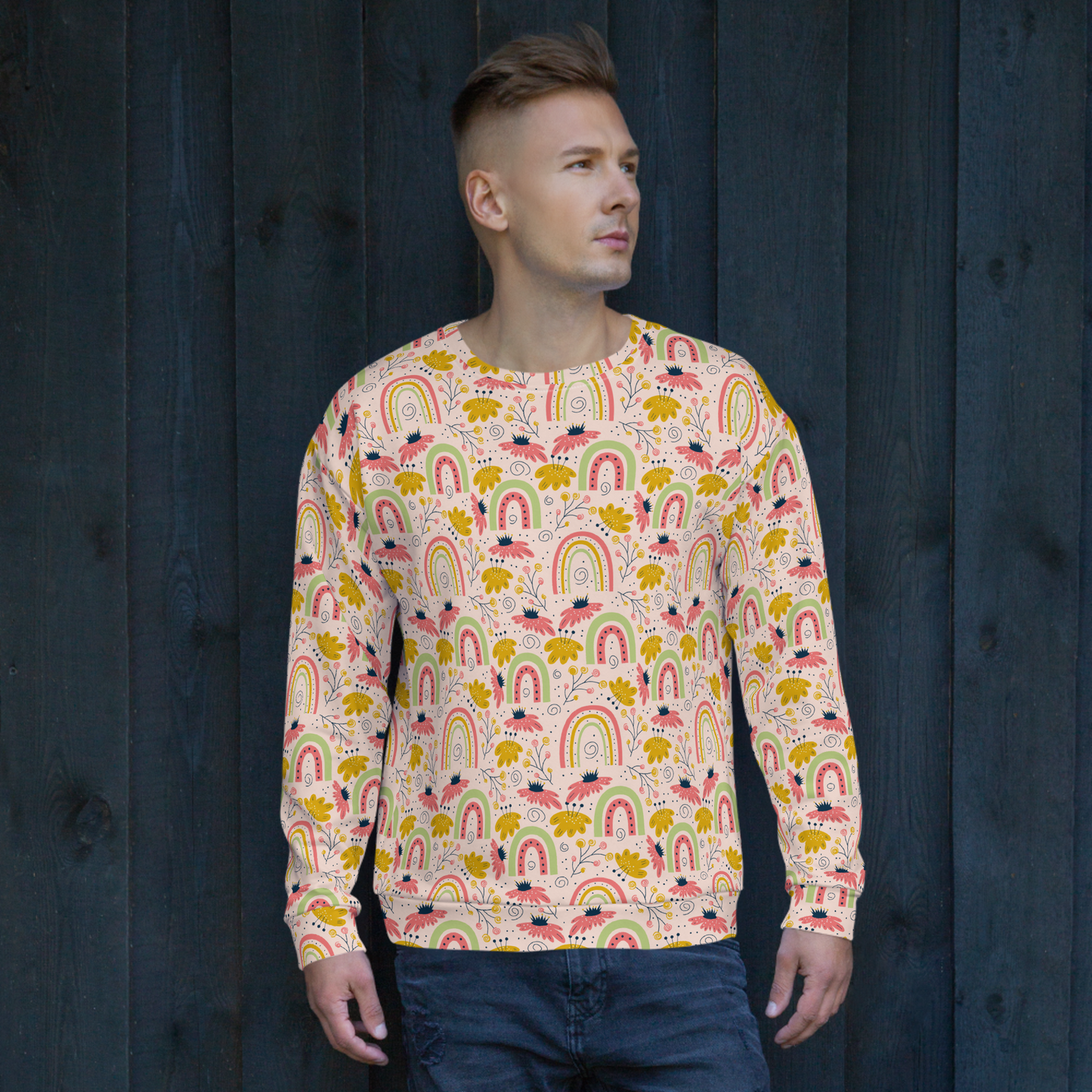 Scandinavian Spring Floral | Seamless Patterns | All-Over Print Unisex Sweatshirt - #7
