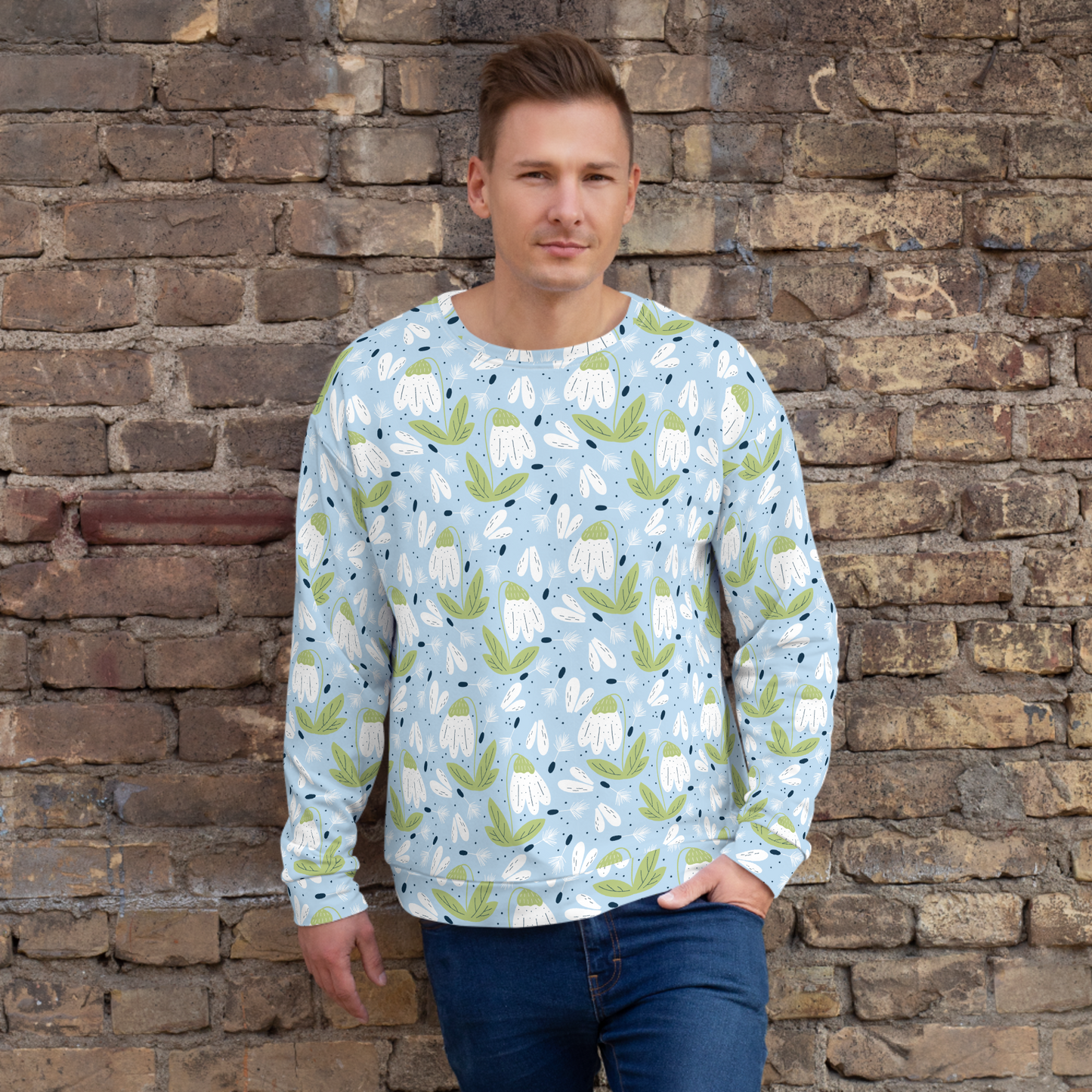 Scandinavian Spring Floral | Seamless Patterns | All-Over Print Unisex Sweatshirt - #3