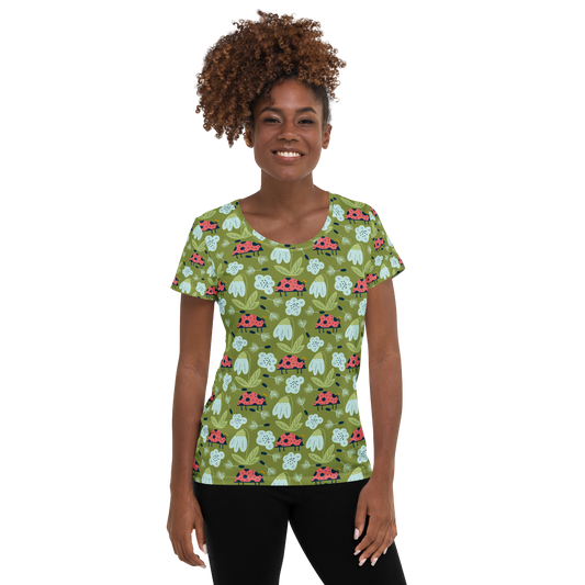 Scandinavian Spring Floral | Seamless Patterns | All-Over Print Women's Athletic T-Shirt - #5