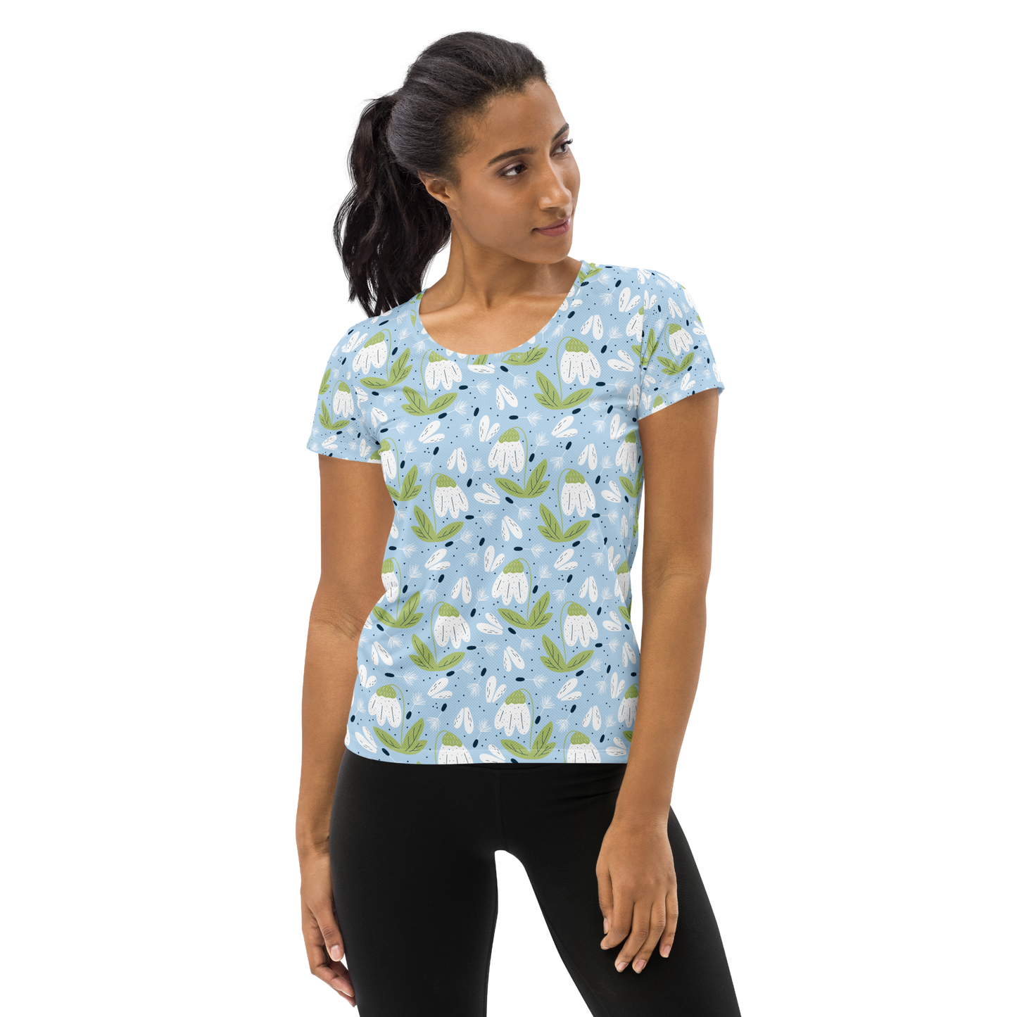 Scandinavian Spring Floral | Seamless Patterns | All-Over Print Women's Athletic T-Shirt - #3