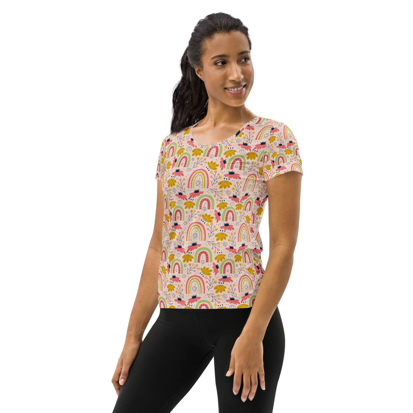 Scandinavian Spring Floral | Seamless Patterns | All-Over Print Women's Athletic T-Shirt - #7