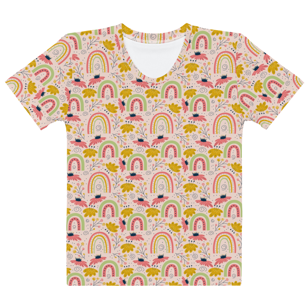 Scandinavian Spring Floral | Seamless Patterns | All-Over Print Women's Crew Neck T-Shirt - #7
