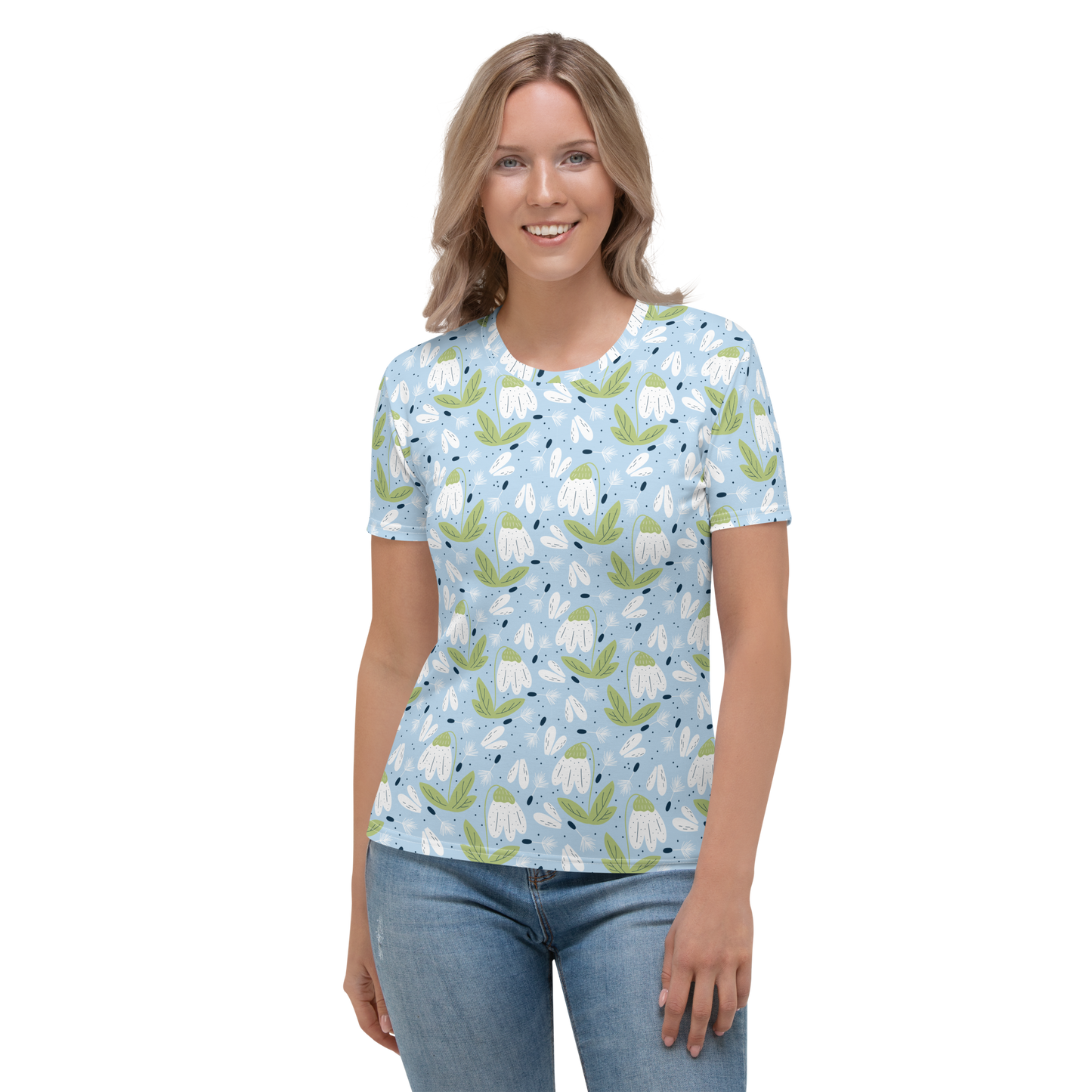 Scandinavian Spring Floral | Seamless Patterns | All-Over Print Women's Crew Neck T-Shirt - #3