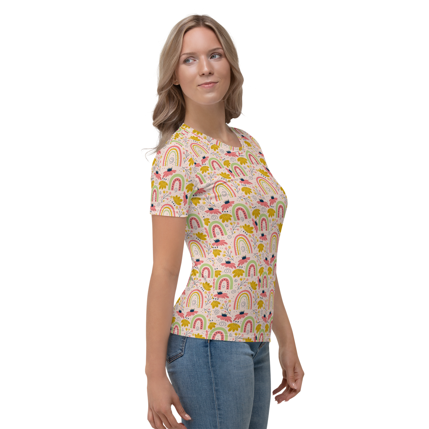 Scandinavian Spring Floral | Seamless Patterns | All-Over Print Women's Crew Neck T-Shirt - #7