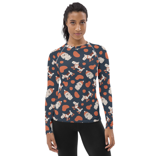 Cozy Dogs | Seamless Patterns | All-Over Print Women's Rash Guard - #5