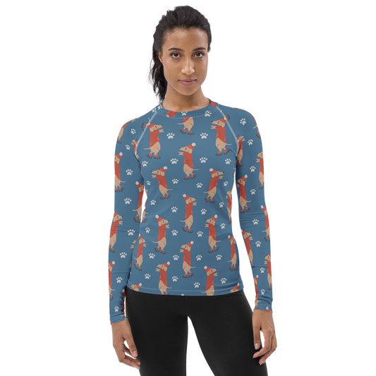 Cozy Dogs | Seamless Patterns | All-Over Print Women's Rash Guard - #6