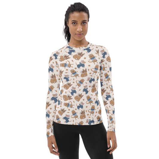 Cozy Dogs | Seamless Patterns | All-Over Print Women's Rash Guard - #8