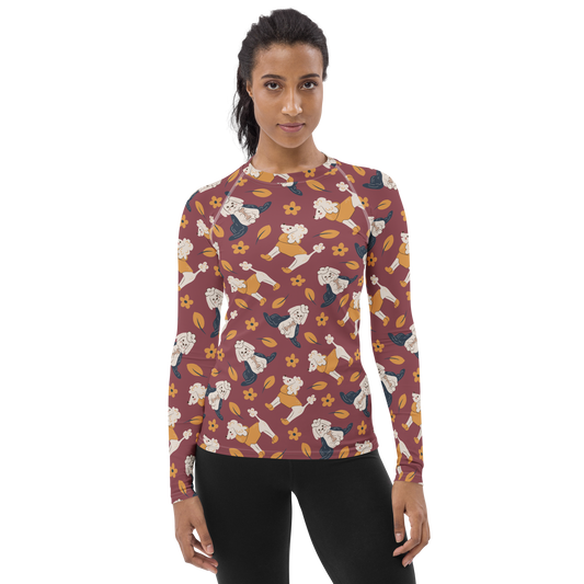 Cozy Dogs | Seamless Patterns | All-Over Print Women's Rash Guard - #9