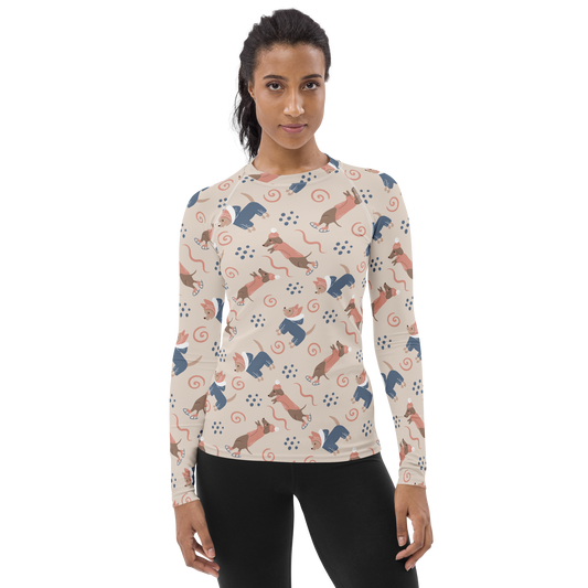 Cozy Dogs | Seamless Patterns | All-Over Print Women's Rash Guard - #12