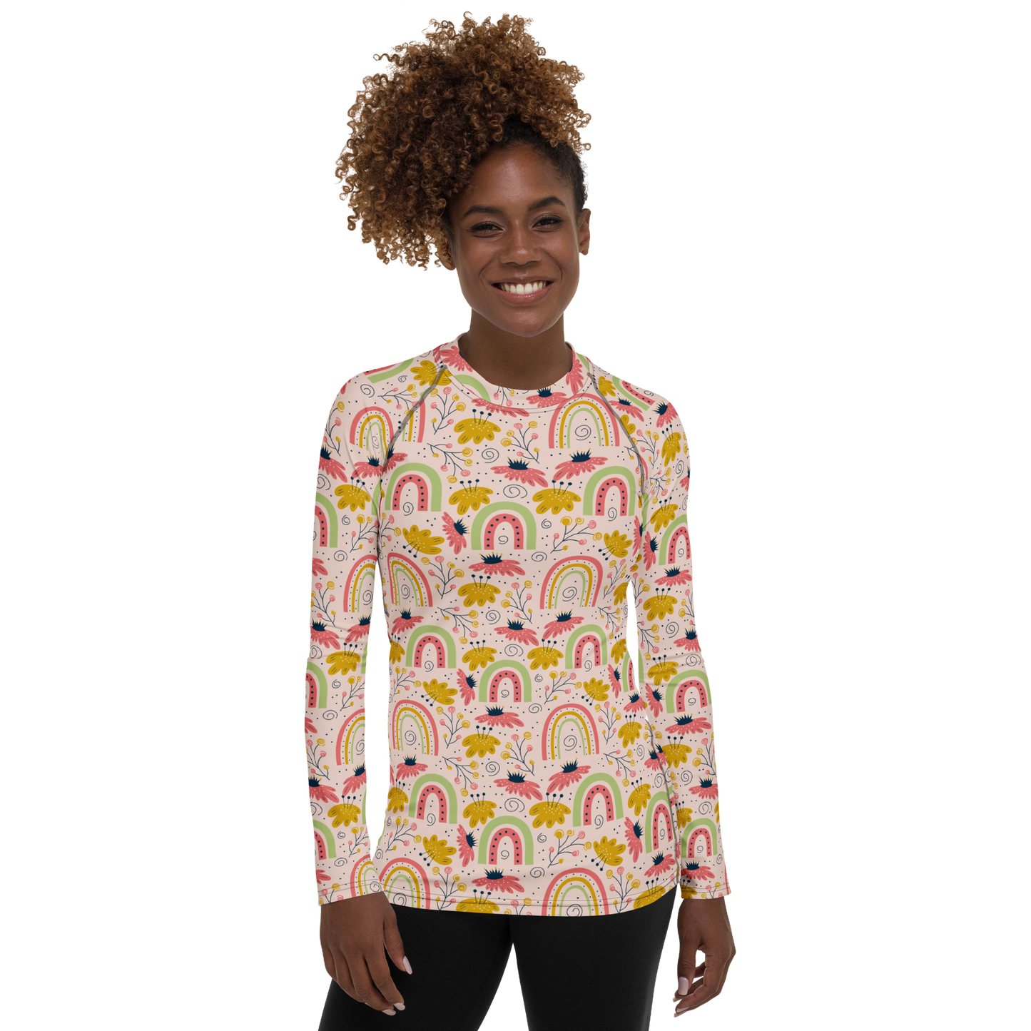 Scandinavian Spring Floral | Seamless Patterns | All-Over Print Women's Rash Guard - #7