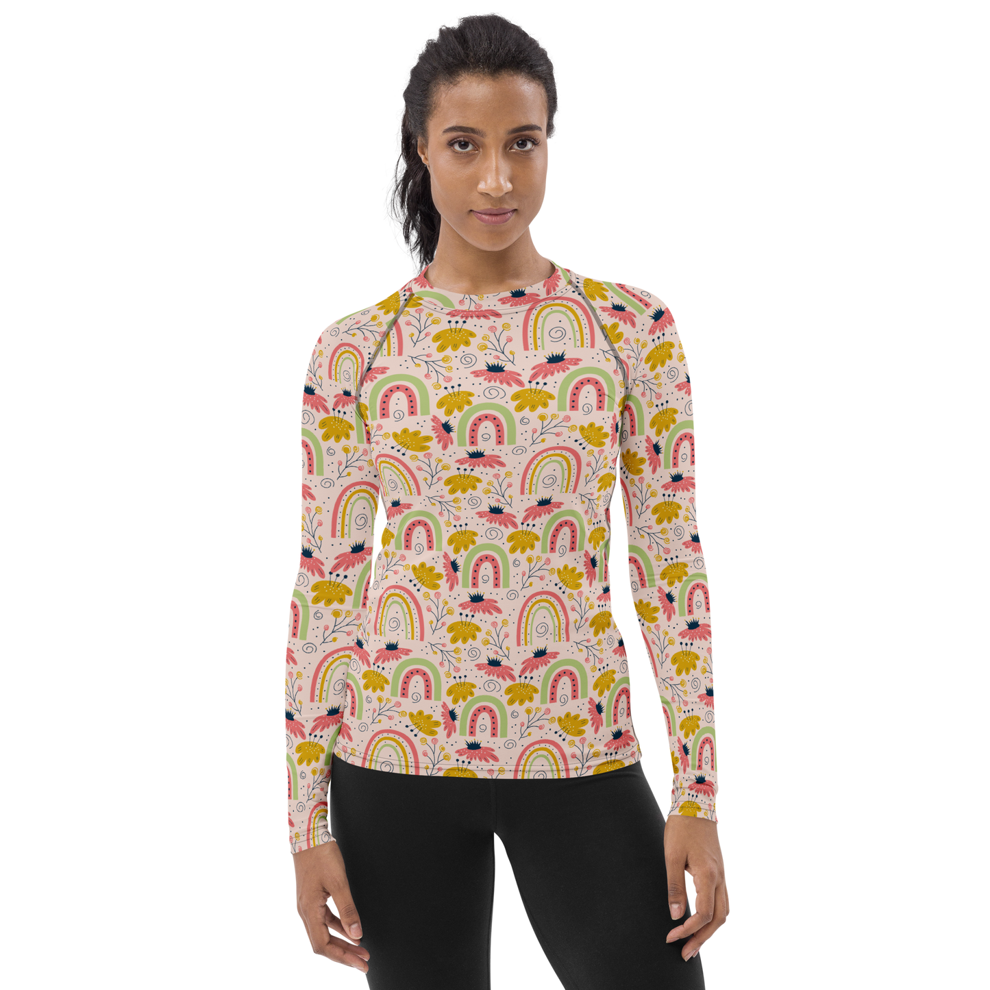 Scandinavian Spring Floral | Seamless Patterns | All-Over Print Women's Rash Guard - #7