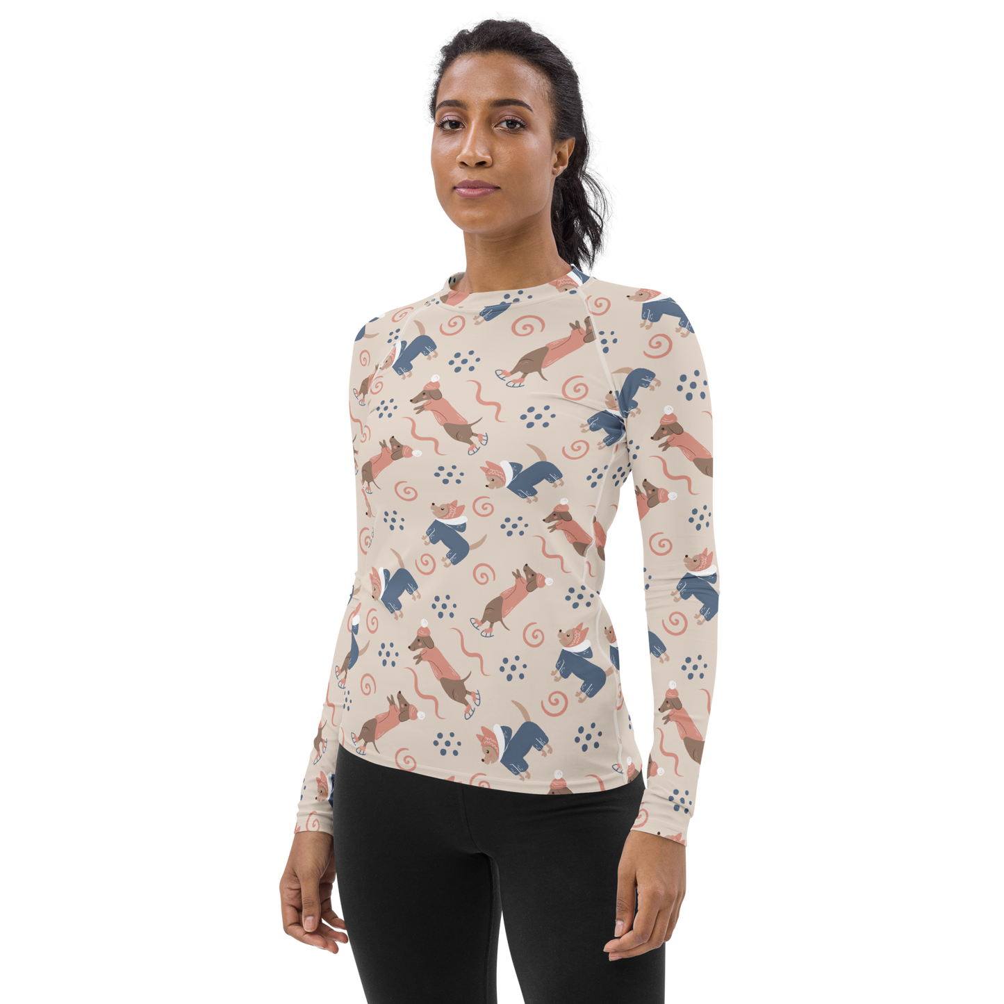 Cozy Dogs | Seamless Patterns | All-Over Print Women's Rash Guard - #12