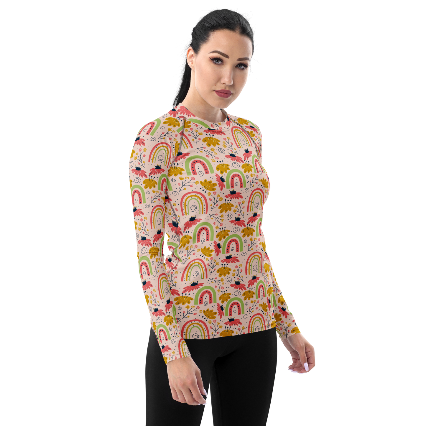 Scandinavian Spring Floral | Seamless Patterns | All-Over Print Women's Rash Guard - #7