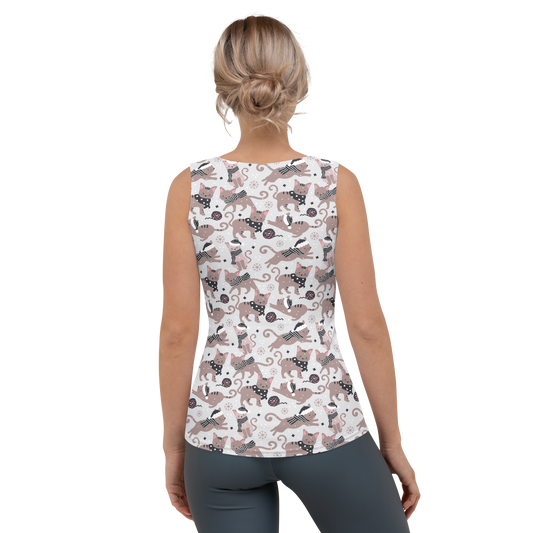 Winter Christmas Cat | Seamless Patterns | All-Over Print Women's Tank Top - #1