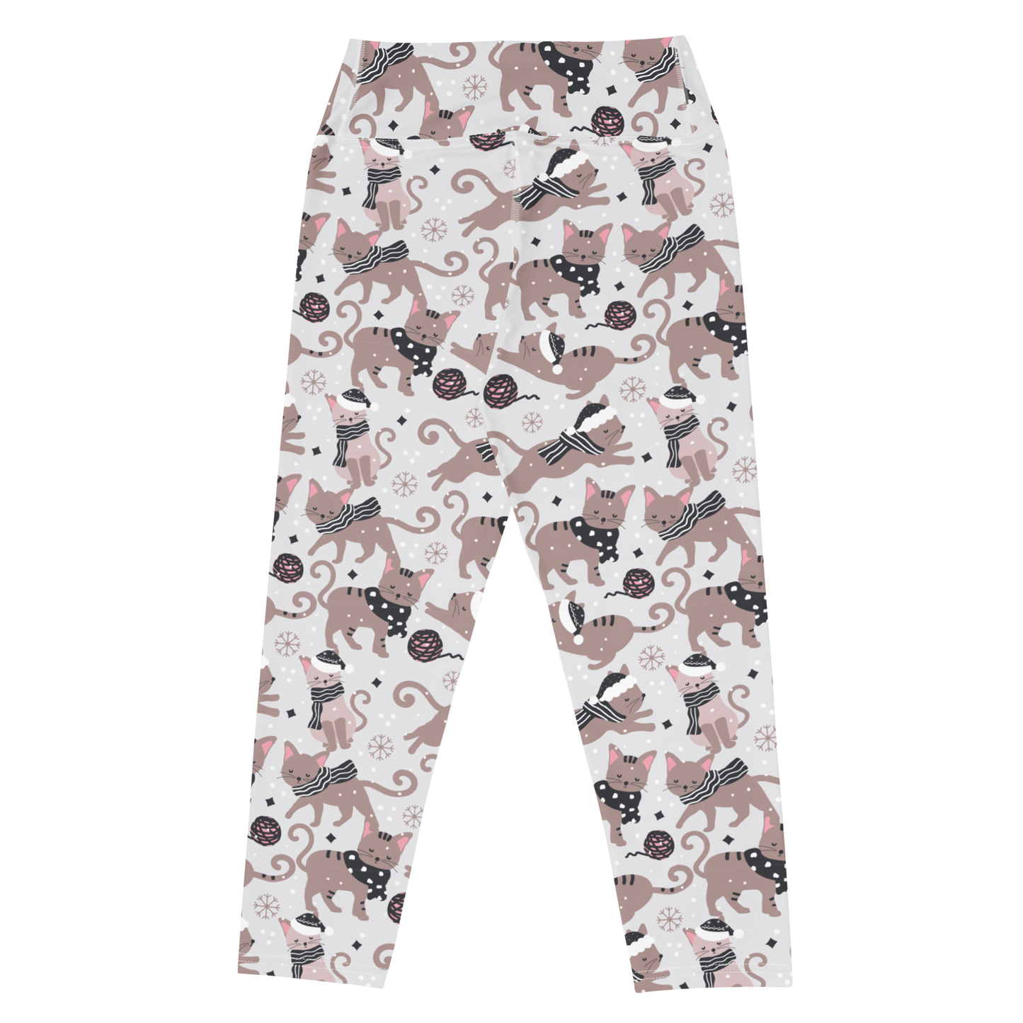 Winter Christmas Cat | Seamless Patterns | All-Over Print Yoga Capri Leggings - #1