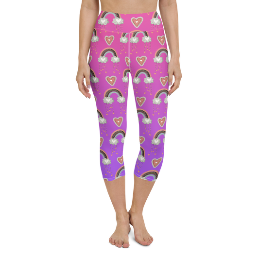 Pink & Purple | Boho Birds Pattern | Bohemian Style | All-Over Print Yoga Capri Leggings - #6