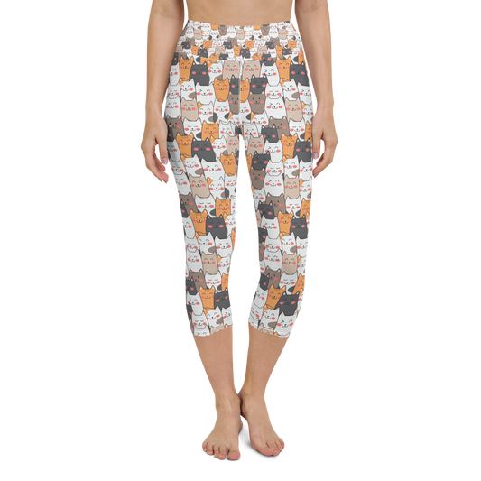 Cat Seamless Pattern Batch 01 | Seamless Patterns | All-Over Print Yoga Capri Leggings - #9